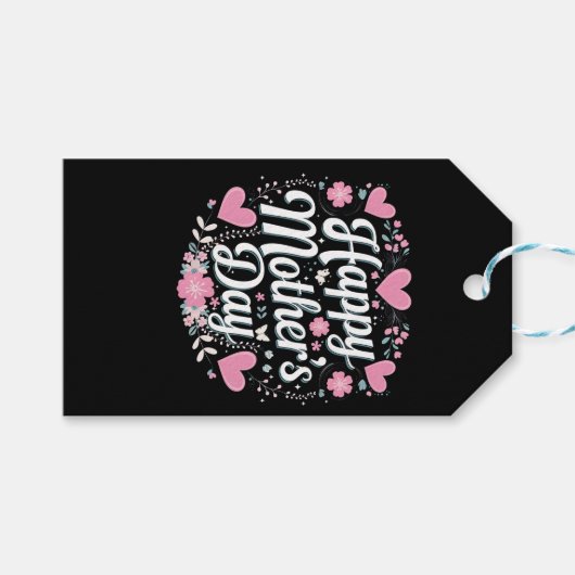 ハッピーマザーズデイかわいいフローラママおばあちゃん ギフトタグ (正面(横))