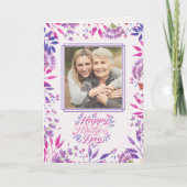 ハッピーマザーズデイかわいい水色の明るいフローラ カード (正面)