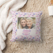 ハッピーマザーズデイかわいい水色の明るいフローラ クッション (ブランケット)