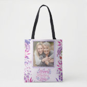 ハッピーマザーズデイかわいい水色の明るいフローラ トートバッグ (正面)