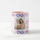 ハッピーマザーズデイかわいい水色の明るいフローラ マグカップ (中央)