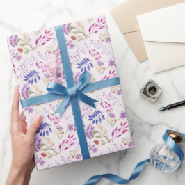 ハッピーマザーズデイかわいい水色の明るいフローラ ラッピングペーパー