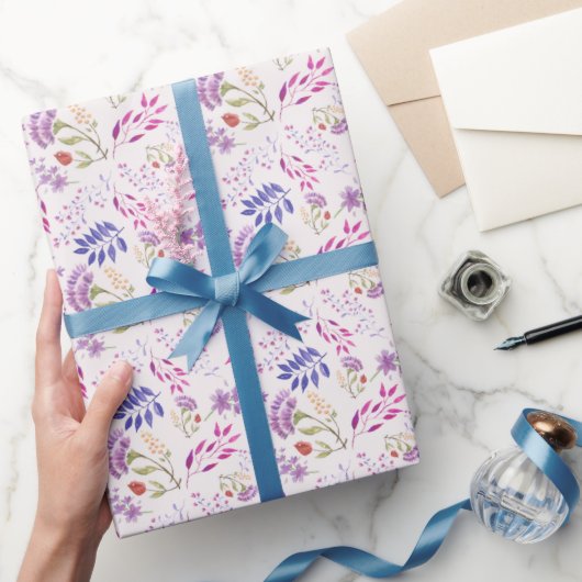 ハッピーマザーズデイかわいい水色の明るいフローラ ラッピングペーパー (ギフト)