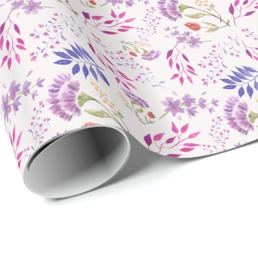ハッピーマザーズデイかわいい水色の明るいフローラ ラッピングペーパー (ロールコーナー)