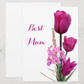 ハッピーマザーズデイかわいらしピンクのチューリップフローラ シーズンカード (正面/裏面)