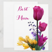 ハッピーマザーズデイかわいらしピンクのチューリップフローラ シーズンカード (正面/裏面)