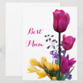 ハッピーマザーズデイかわいらしピンクのチューリップフローラ シーズンカード (正面/裏面)