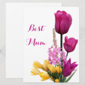 ハッピーマザーズデイかわいらしピンクのチューリップフローラ シーズンカード (正面/裏面)