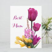 ハッピーマザーズデイかわいらしピンクのチューリップフローラ シーズンカード (スタンド正面)