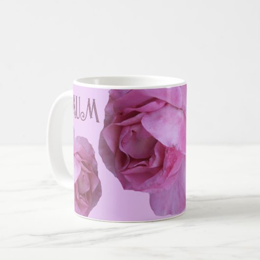 ハッピーマザーズデイかわいらしピンクのバラフローラムームおもしろい コーヒーマグカップ (正面左)