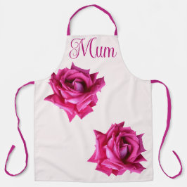 ハッピーマザーズデイかわいらしホットピンクバラフローラおもしろい エプロン