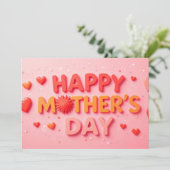 ハッピーマザーズデイとハート サンキューカード (スタンド正面)