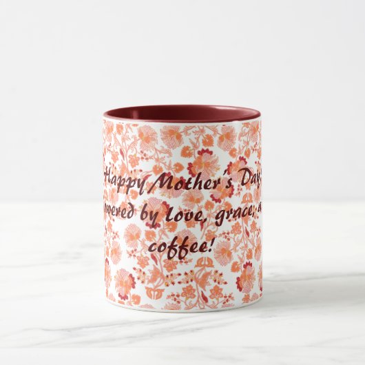 ハッピーマザーズデイとフローラレヘンガパターン マグカップ (中央)