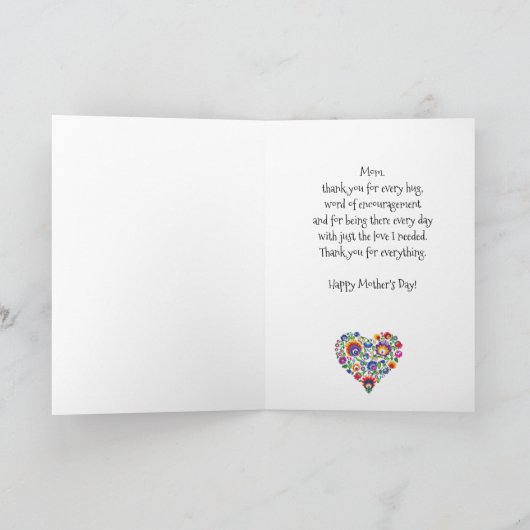 ハッピーマザーズデイと民話ハートカスタム文字 カード (内部)