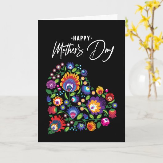 ハッピーマザーズデイと民話ハートカスタム文字 カード (黄色い花)