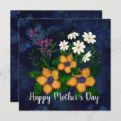 ハッピーマザーズデイイエローパープル白い花 シーズンカード (正面/裏面)