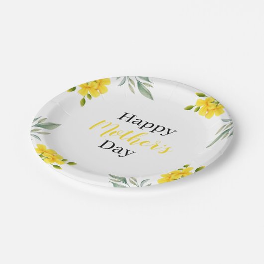 ハッピーマザーズデイイエローフローラと離れパーティー ペーパープレート (アングル)