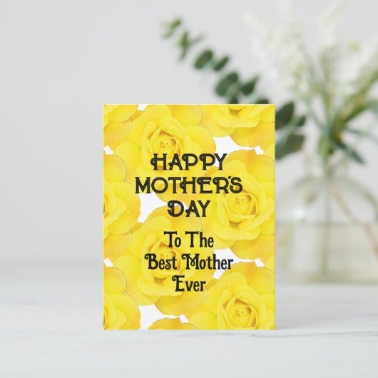 ハッピーマザーズデイイエローフローラカスタムメッセージ ポストカード (スタンド正面)