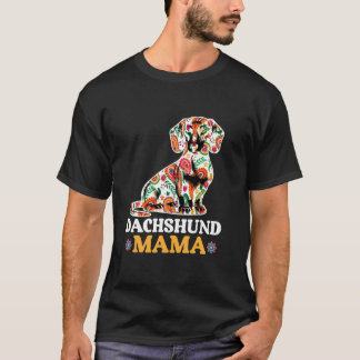 ハッピーマザーズデイウインナソーセージドッグヴィンテージダッシュンドマ Tシャツ