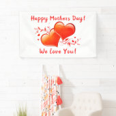 ハッピーマザーズデイウェラブユーオレンジハートデザイン 横断幕 (インサイチュ)