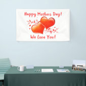 ハッピーマザーズデイウェラブユーオレンジハートデザイン 横断幕 (トレードショー)