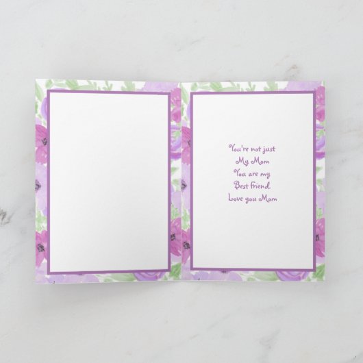 ハッピーマザーズデイウォーターカラーパープルフローラ カード (内部)