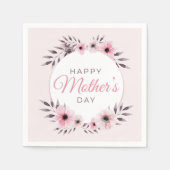 ハッピーマザーズデイウォーターカラーピンクフローラ花 スタンダードカクテルナプキン (正面)