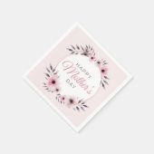 ハッピーマザーズデイウォーターカラーピンクフローラ花 スタンダードカクテルナプキン (角)
