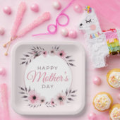 ハッピーマザーズデイウォーターカラーピンクフローラ花 ペーパープレート (パーティー)