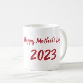 ハッピーマザーズデイウォーターカラーフラワーズ&レッド文字 コーヒーマグカップ (正面右)