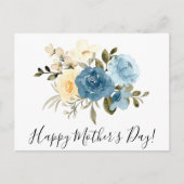 ハッピーマザーズデイウォーターカラーブルーフローラ ポストカード (正面)
