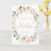 ハッピーマザーズデイウォーターカラー赤面ピンクフローラ カード (黄色い花)