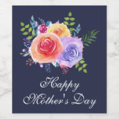 ハッピーマザーズデイウォーターバラブーケ ワインラベル (シングルラベル)