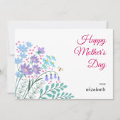 ハッピーマザーズデイエレガントブルーピンクの野花 シーズンカード (正面)