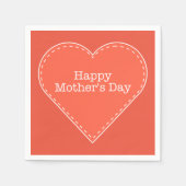 ハッピーマザーズデイオレンジハートペーパーナプキン スタンダードカクテルナプキン (正面)