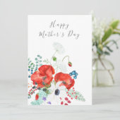 ハッピーマザーズデイオレンジポピーフラワーカード 招待状 (スタンド正面)