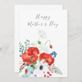 ハッピーマザーズデイオレンジポピーフラワーカード 招待状 (正面/裏面)