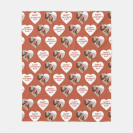 ハッピーマザーズデイカスタムハート形フォトレッド フリースブランケット