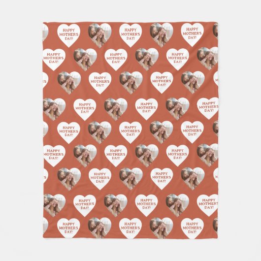 ハッピーマザーズデイカスタムハート形フォトレッド フリースブランケット (正面)