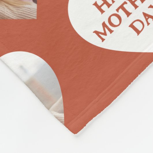 ハッピーマザーズデイカスタムハート形フォトレッド フリースブランケット (角)