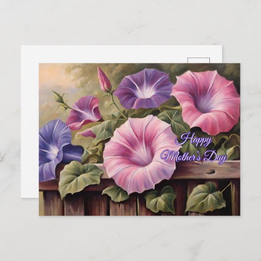 ハッピーマザーズデイカラフルアサガオ花 シーズンポストカード (正面/裏面)