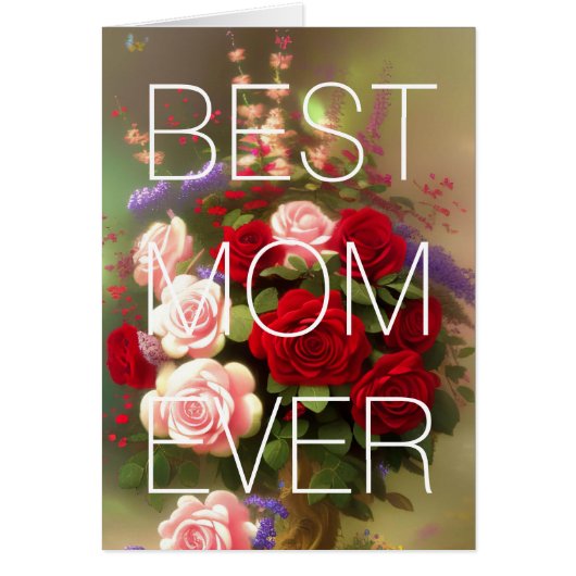 ハッピーマザーズデイカードレッドピンクローズフローラ (正面)