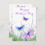 ハッピーマザーズデイカード蝶飛んでいる春 (正面/裏面)