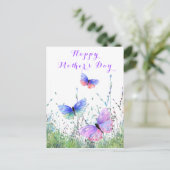 ハッピーマザーズデイカード蝶飛んでいる春 ポストカード (スタンド正面)