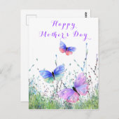 ハッピーマザーズデイカード蝶飛んでいる春 ポストカード (正面/裏面)