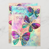 ハッピーマザーズデイカード蝶飛んでいる (正面/裏面)
