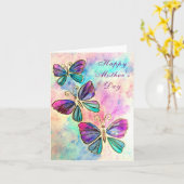 ハッピーマザーズデイカード蝶飛んでいる- Joy カード (黄色い花)