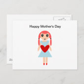 ハッピーマザーズデイガールwithハート ポストカード (正面/裏面)