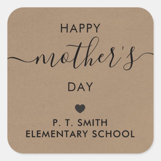 ハッピーマザーズデイギフトラベル,ママラベル,クラフト スクエアシール (正面)