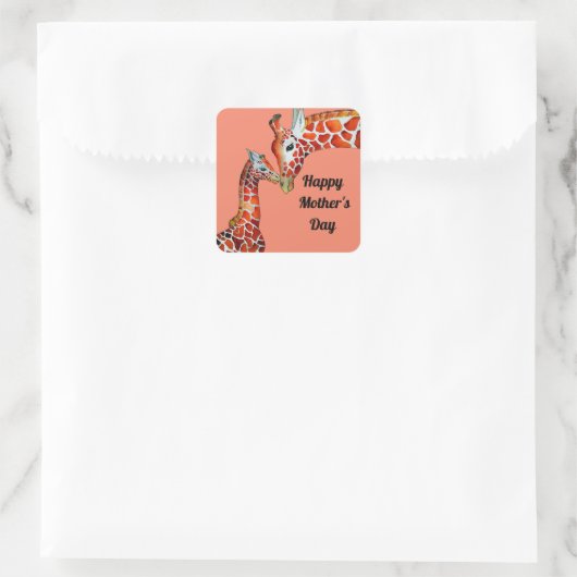 ハッピーマザーズデイギラフェスクエアステッカー スクエアシール (バッグ)